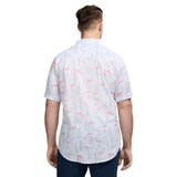 BIG & TALL DOCKSIDE SHORT SLEEVE CHAMBRAY PRINTED SHIRT - BRIGHT WHITE
