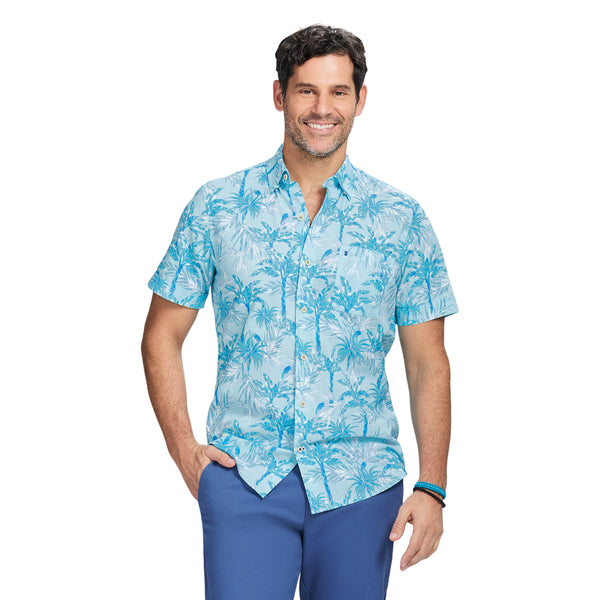 DOCKSIDE PRINTED CHAMBRAY SHORT SLEEVE BUTTON DOWN SHIRT - ATOMIZER