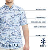 BIG & TALL DOCKSIDE SHORT SLEEVE CHAMBRAY PRINTED SHIRT - MOONLIGHT BLUE