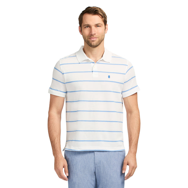 ADVANTAGE PERFORMANCE SHORT SLEEVE STRIPED POLO - BRIGHT WHITE