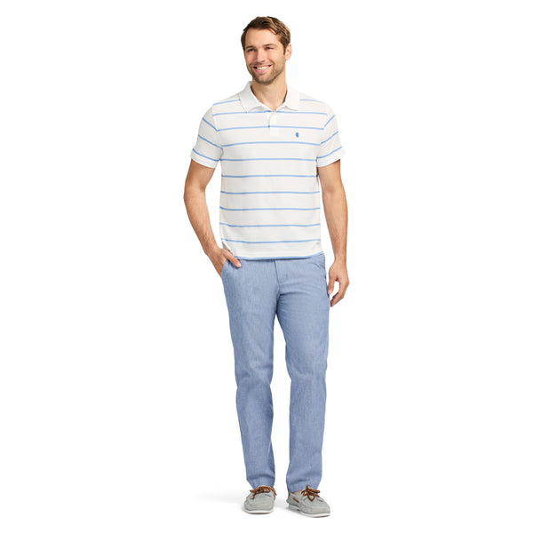 ADVANTAGE PERFORMANCE SHORT SLEEVE STRIPED POLO - BRIGHT WHITE