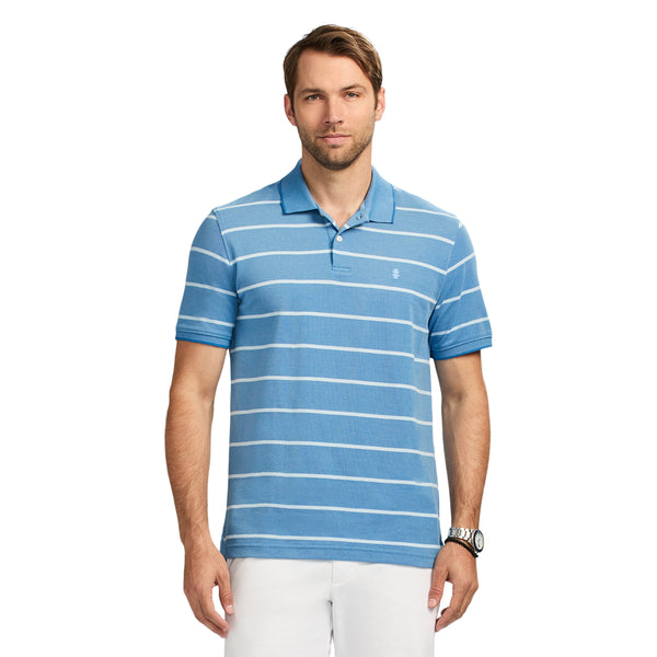 ADVANTAGE PERFORMANCE SHORT SLEEVE STRIPED POLO - BRIGHT COBALT