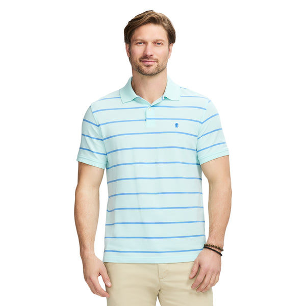 ADVANTAGE PERFORMANCE SHORT SLEEVE STRIPED POLO - LIMPET SHELL