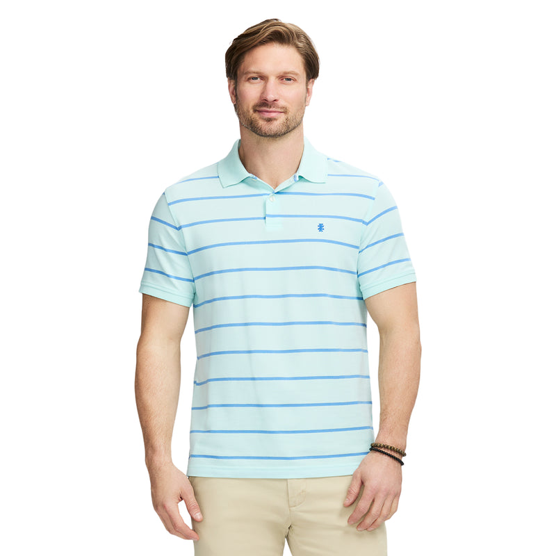 ADVANTAGE PERFORMANCE SHORT SLEEVE STRIPED POLO - LIMPET SHELL