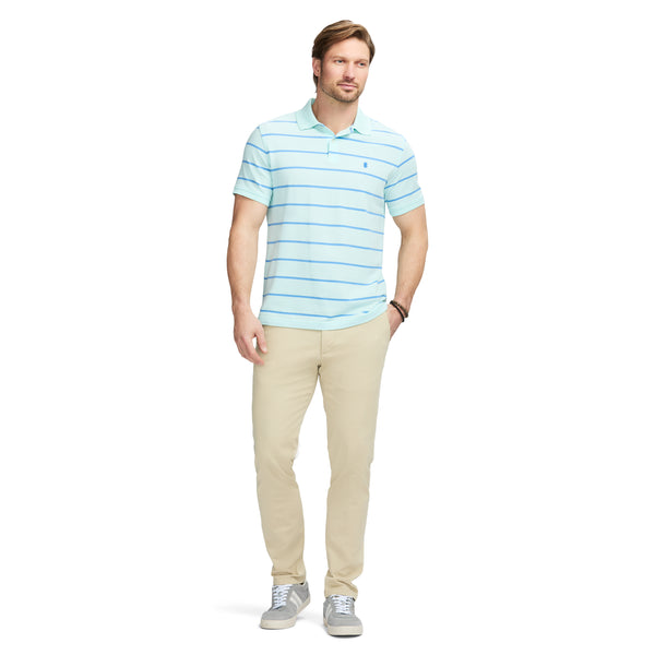 ADVANTAGE PERFORMANCE SHORT SLEEVE STRIPED POLO - LIMPET SHELL