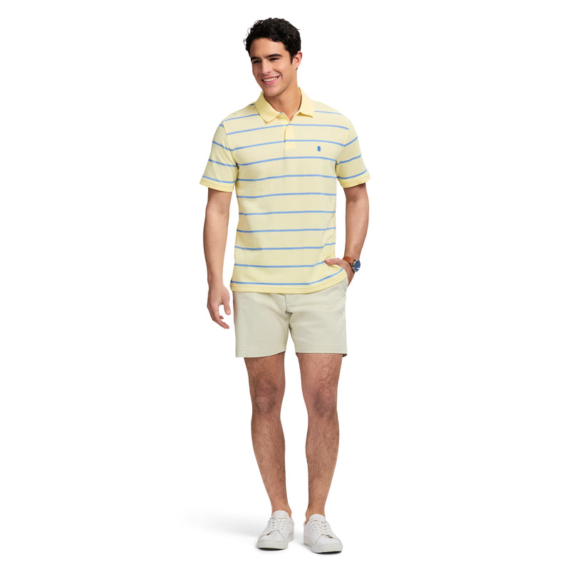 ADVANTAGE PERFORMANCE SHORT SLEEVE STRIPED POLO - LEMON MERINGUE