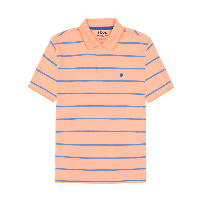 ADVANTAGE PERFORMANCE SHORT SLEEVE STRIPED POLO - CANTALOUPE