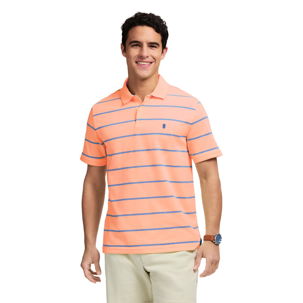 ADVANTAGE PERFORMANCE SHORT SLEEVE STRIPED POLO - CANTALOUPE