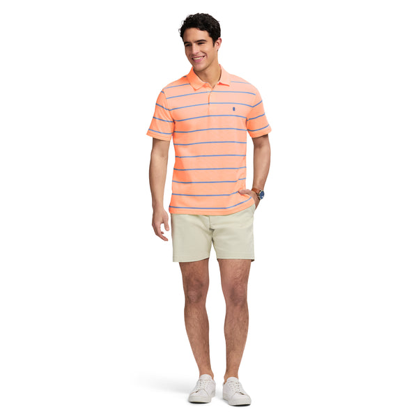 ADVANTAGE PERFORMANCE SHORT SLEEVE STRIPED POLO - CANTALOUPE