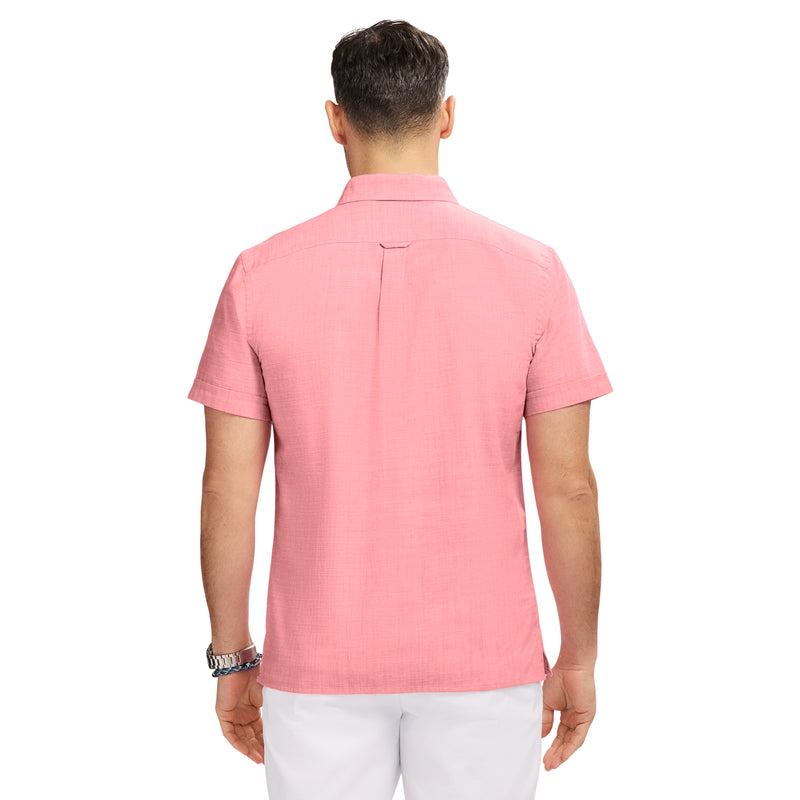 LUXURY SHORT SLEEVE BUTTON DOWN SHIRT - HOLLY BERRY
