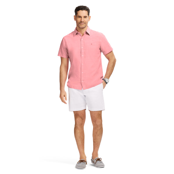 LUXURY SHORT SLEEVE BUTTON DOWN SHIRT - HOLLY BERRY