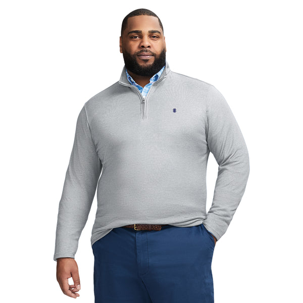 BIG AND TALL PERFORMANCE COMFORT QUARTER ZIP - SMOKED PEARL