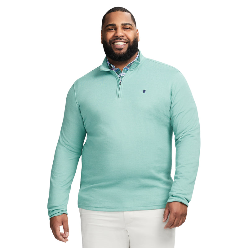 BIG AND TALL PERFORMANCE COMFORT QUARTER ZIP - BERYL GREEN