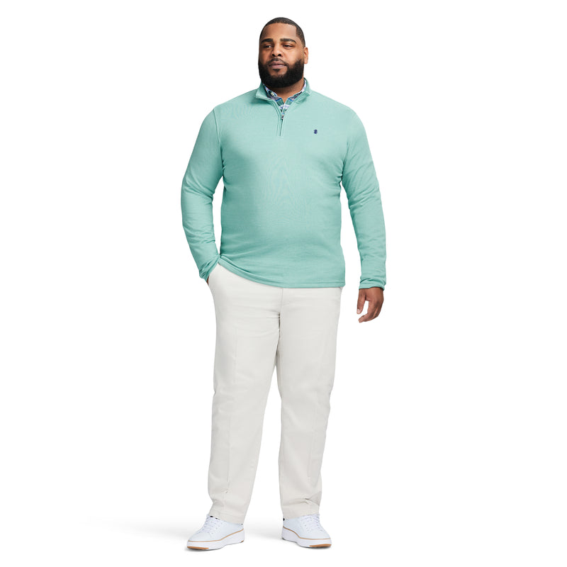 BIG AND TALL PERFORMANCE COMFORT QUARTER ZIP - BERYL GREEN