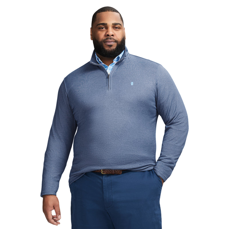 BIG AND TALL PERFORMANCE COMFORT QUARTER ZIP - MEDIEVAL BLUE