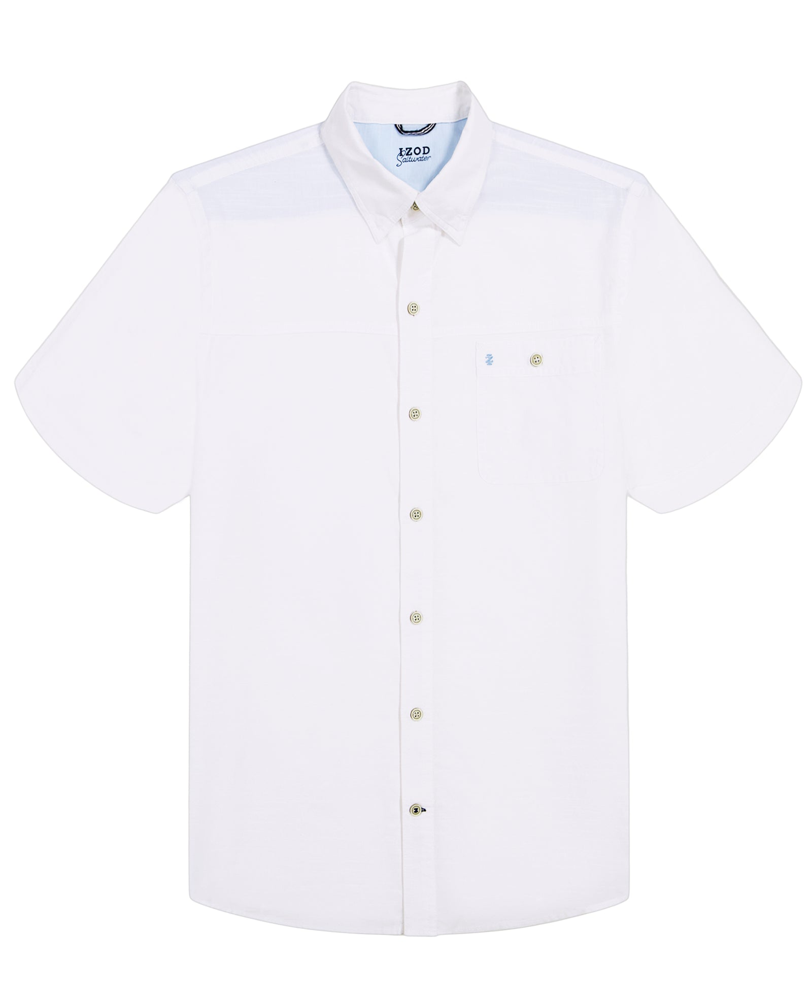 Dockside Solid Chambray Short Sleeve Button Down Shirt - Bright