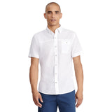 DOCKSIDE SHORT SLEEVE CHAMBRAY SHIRT - BRIGHT WHITE