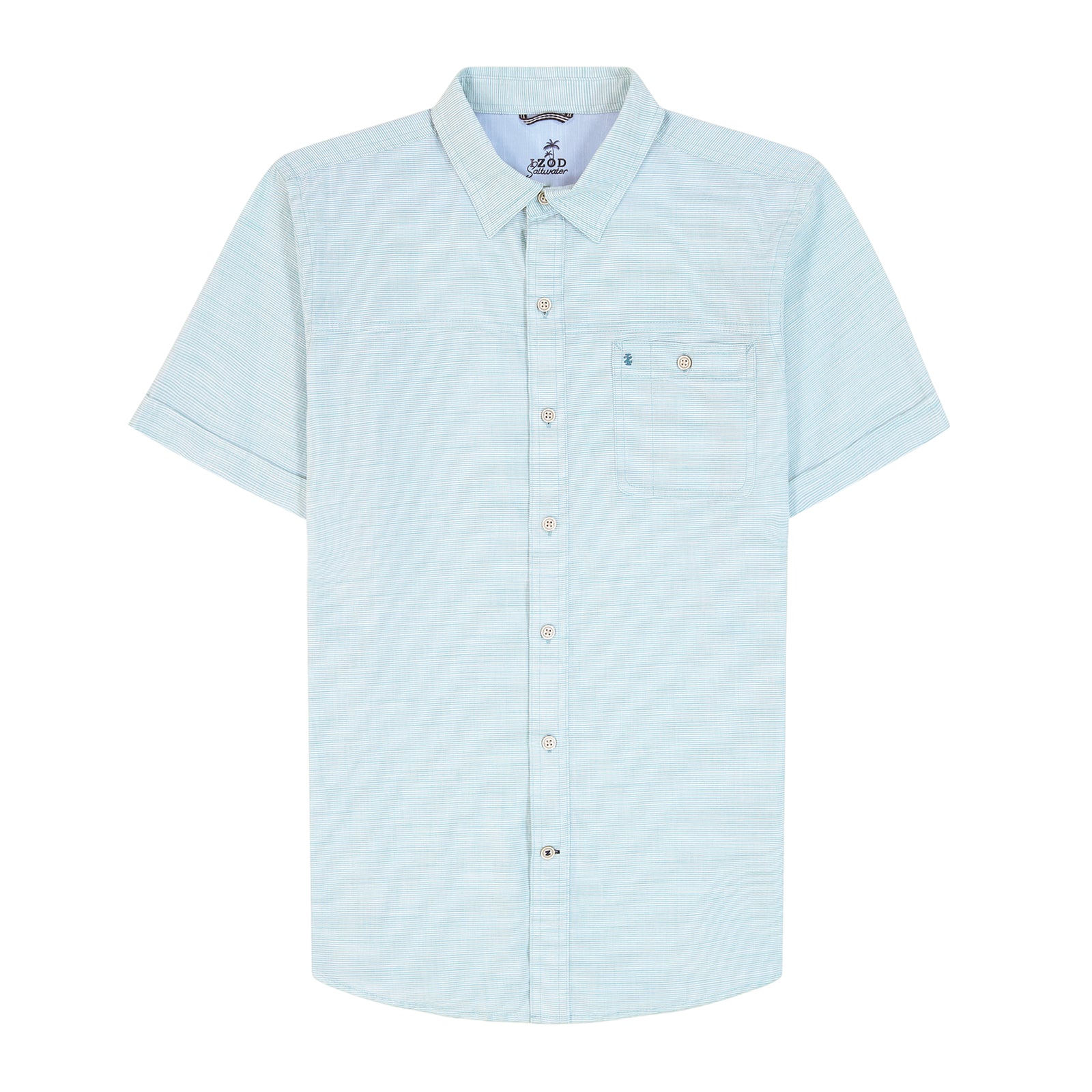 Dockside Solid Chambray Short Sleeve Button Down Shirt - Wasabi – IZOD