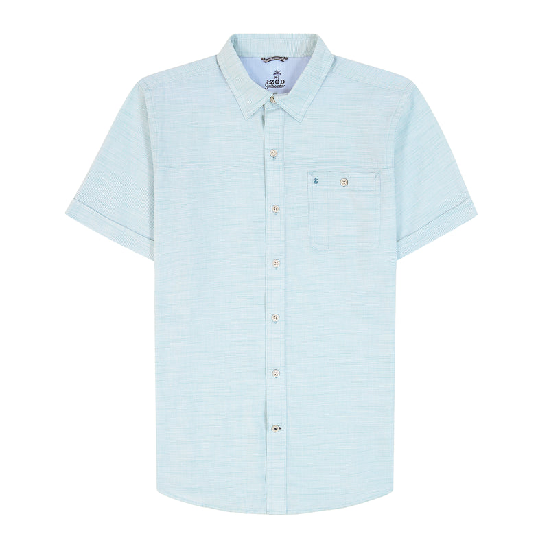 DOCKSIDE SOLID CHAMBRAY SHORT SLEEVE BUTTON DOWN SHIRT - WASABI