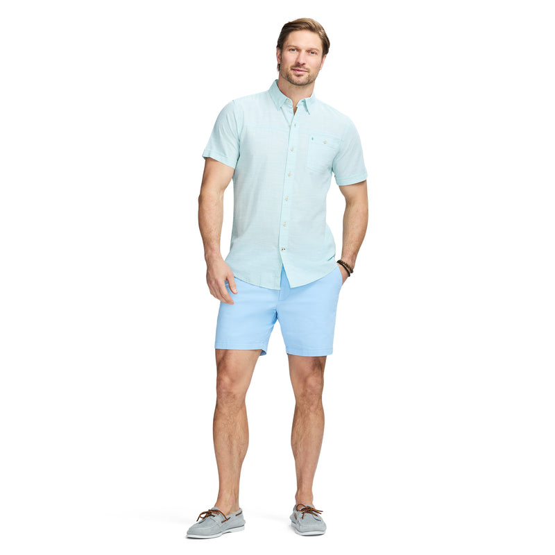 DOCKSIDE SOLID CHAMBRAY SHORT SLEEVE BUTTON DOWN SHIRT - WASABI