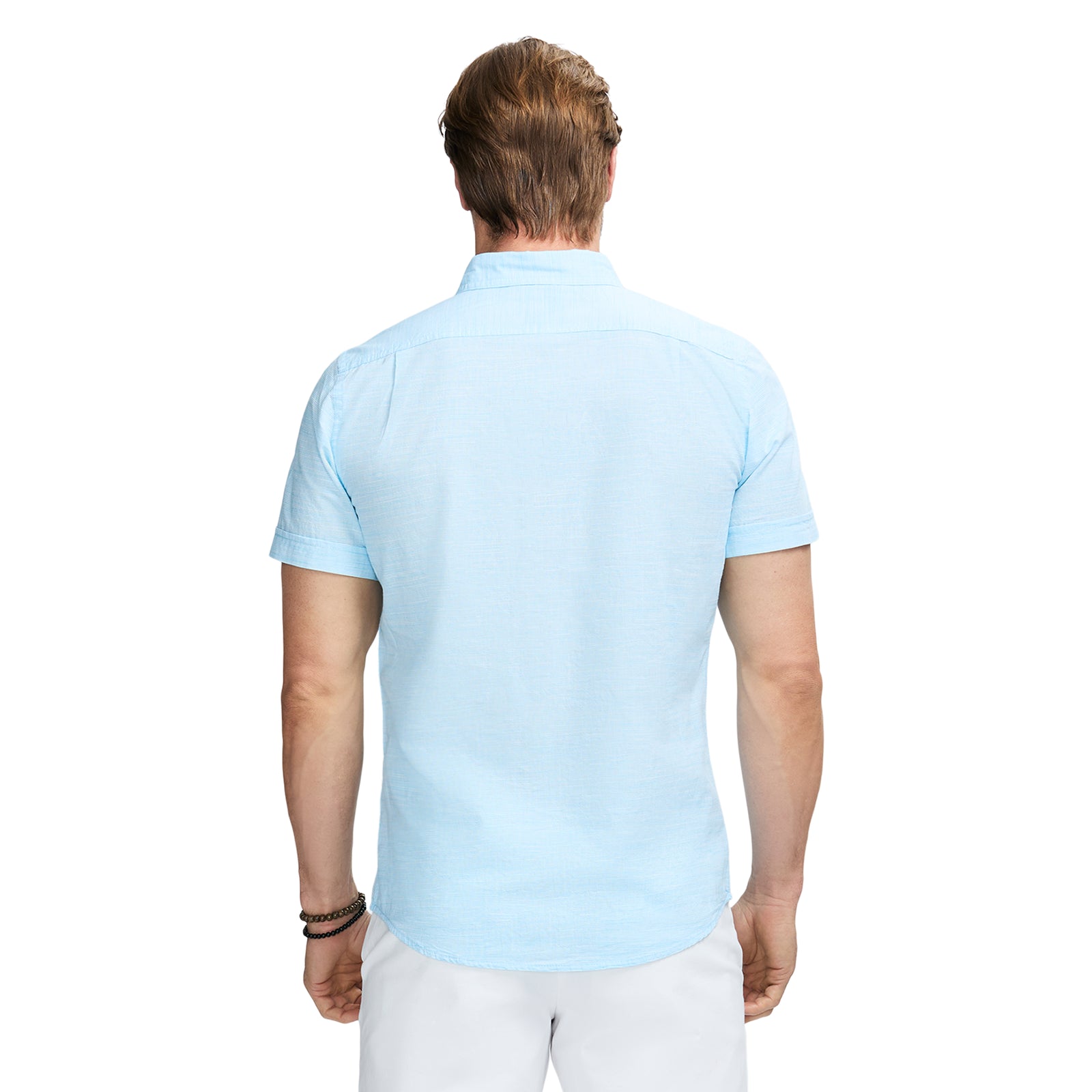 Dockside Solid Chambray Short Sleeve Button Down Shirt - Aquarius