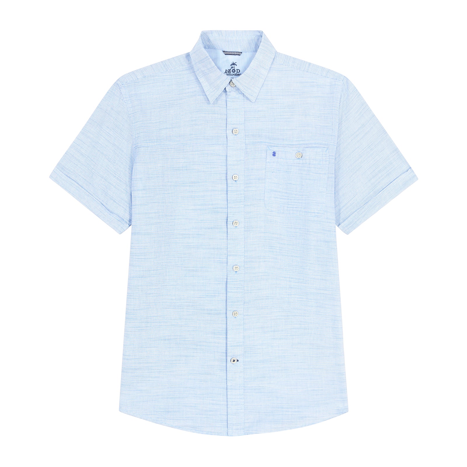Dockside Solid Chambray Short Sleeve Button Down Shirt - Blue