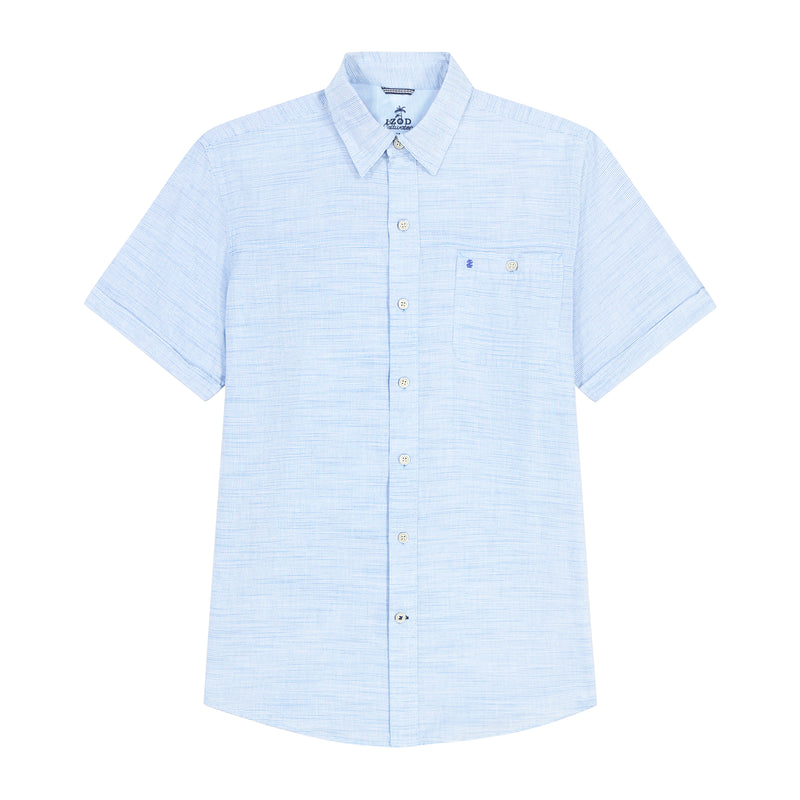 DOCKSIDE SOLID CHAMBRAY SHORT SLEEVE BUTTON DOWN SHIRT - BLUE REVIVAL