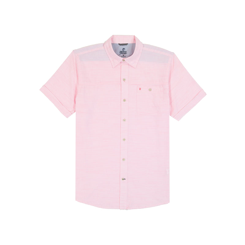 DOCKSIDE SOLID CHAMBRAY SHORT SLEEVE BUTTON DOWN SHIRT - PINK CARNATION