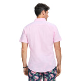 DOCKSIDE SHORT SLEEVE CHAMBRAY SHIRT - PINK CARNATION