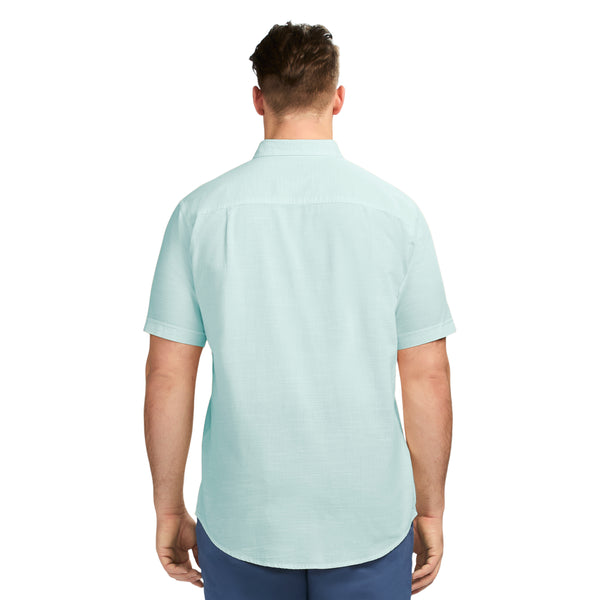 BIG & TALL DOCKSIDE SOLID CHAMBRAY SHORT SLEEVE BUTTON DOWN SHIRT - WASABI