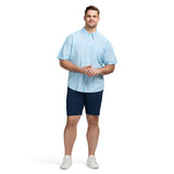 BIG & TALL DOCKSIDE SHORT SLEEVE CHAMBRAY SHIRT - AQUARIUS