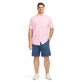 BIG & TALL DOCKSIDE SHORT SLEEVE CHAMBRAY SHIRT - PINK CARNATION