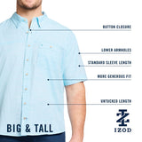 BIG & TALL DOCKSIDE SHORT SLEEVE CHAMBRAY SHIRT - WASABI