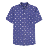 BREEZE SHORT SLEEVE PRINTED BUTTON DOWN SHIRT - SKIPPER BLUE