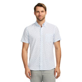 BREEZE SHORT SLEEVE PRINTED BUTTON DOWN SHIRT - BRIGHT WHITE