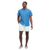 BREEZE SHORT SLEEVE PRINTED BUTTON DOWN SHIRT - BRIGHT COBALT