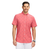BREEZE SHORT SLEEVE PRINTED BUTTON DOWN SHIRT - HOLLY BERRY