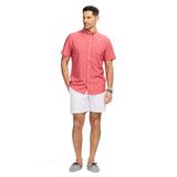 BREEZE SHORT SLEEVE PRINTED BUTTON DOWN SHIRT - HOLLY BERRY