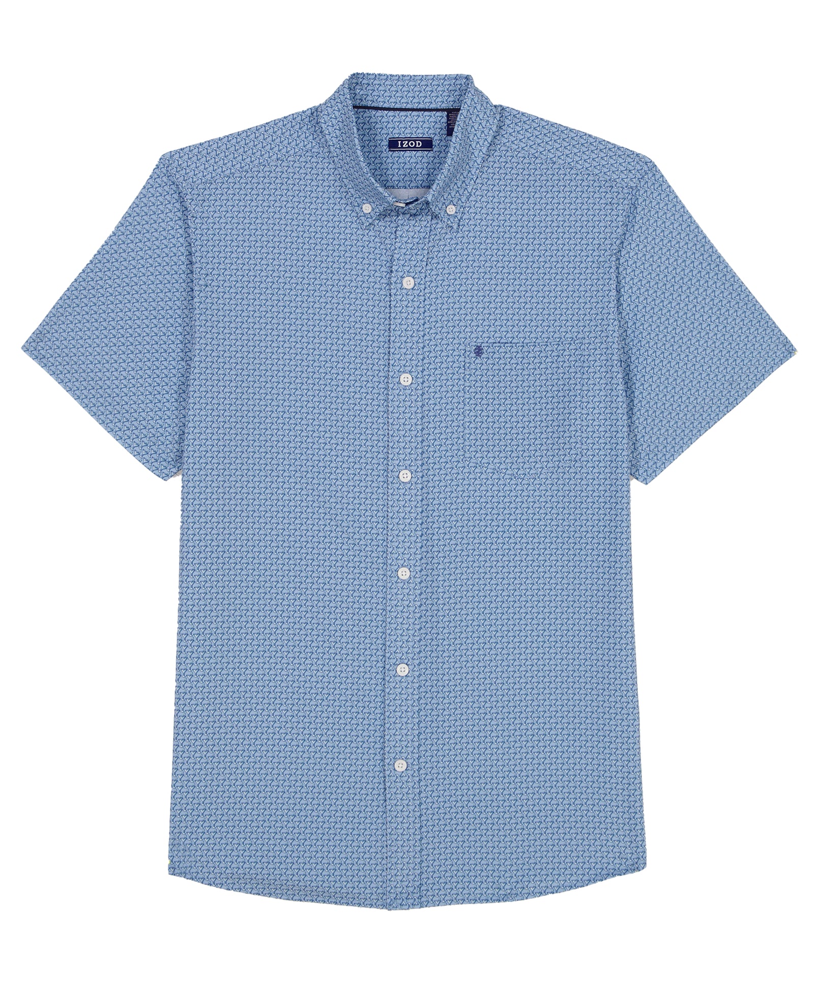 Breeze Short Sleeve Printed Button Down Shirt - Placid Blue