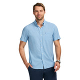 BREEZE SHORT SLEEVE PRINTED BUTTON DOWN SHIRT - PLACID BLUE