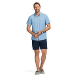 BREEZE SHORT SLEEVE PRINTED BUTTON DOWN SHIRT - PLACID BLUE