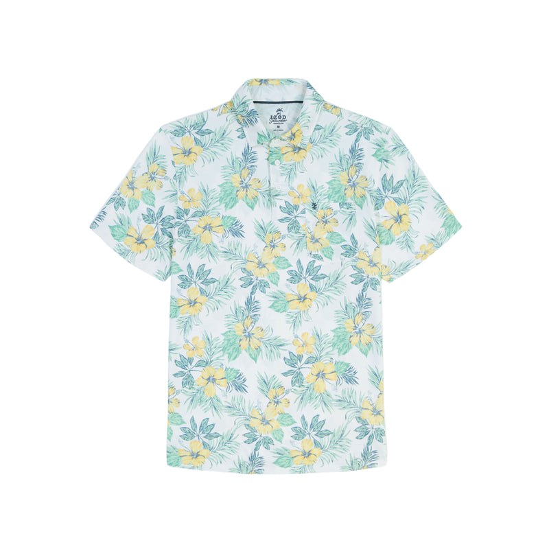 SUNSHIELD PERFORMANCE SHORT SLEEVE PRINTED POLO - BRIGHT WHITE