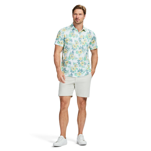 SUNSHIELD PERFORMANCE SHORT SLEEVE PRINTED POLO - BRIGHT WHITE
