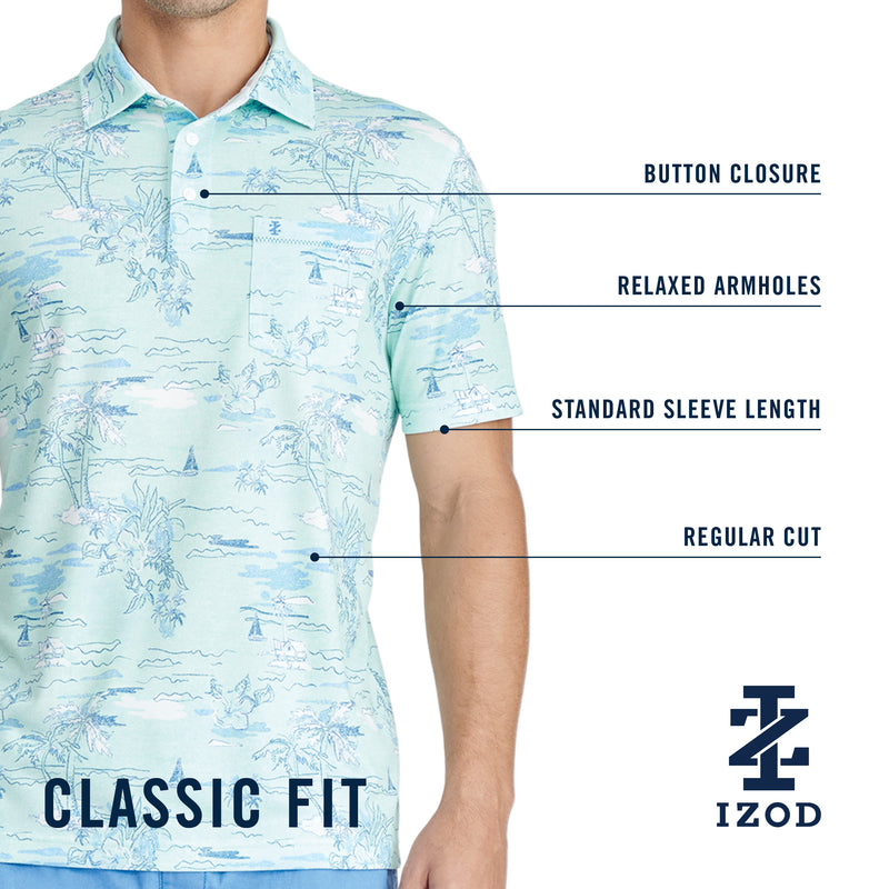 SUNSHIELD PERFORMANCE SHORT SLEEVE PRINTED POLO - CANTALOUPE