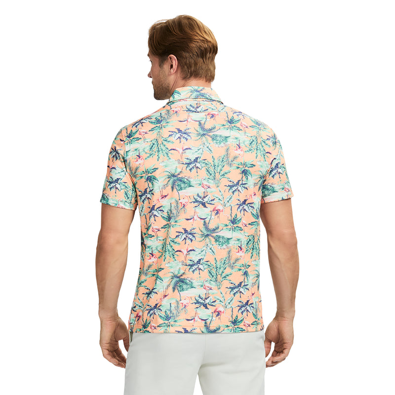 SUNSHIELD PERFORMANCE SHORT SLEEVE PRINTED POLO - CANTALOUPE