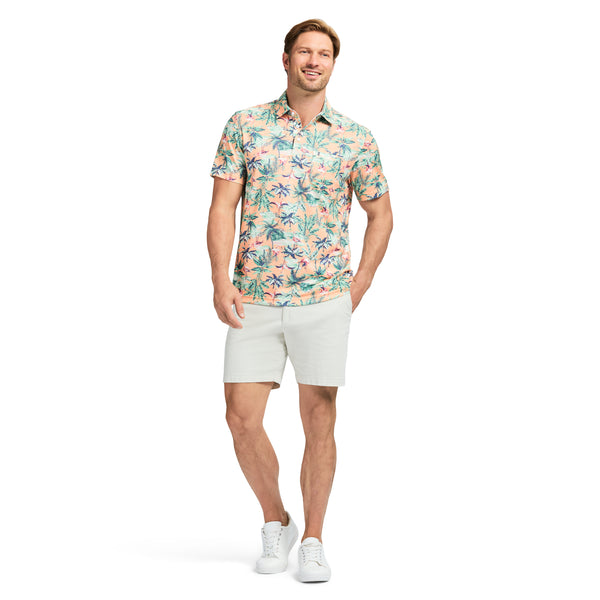 SUNSHIELD PERFORMANCE SHORT SLEEVE PRINTED POLO - CANTALOUPE