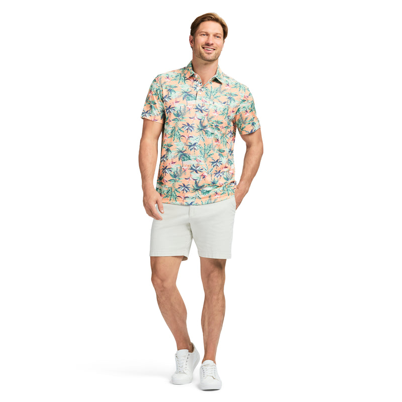 SUNSHIELD PERFORMANCE SHORT SLEEVE PRINTED POLO - CANTALOUPE