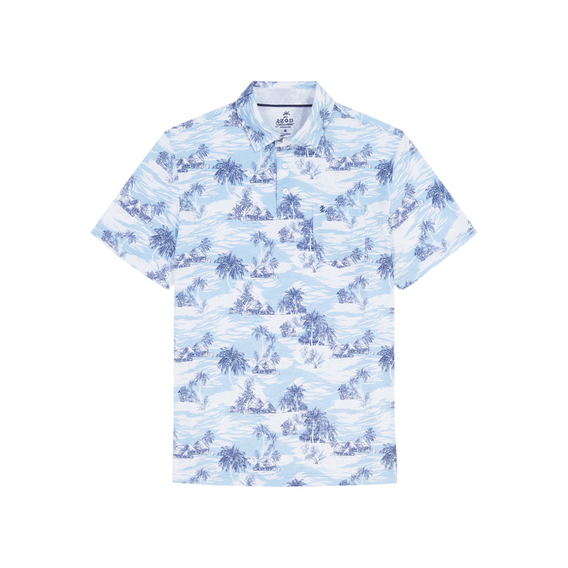 SUNSHIELD PERFORMANCE SHORT SLEEVE PRINTED POLO - PLACID BLUE
