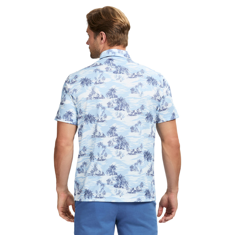 SUNSHIELD PERFORMANCE SHORT SLEEVE PRINTED POLO - PLACID BLUE