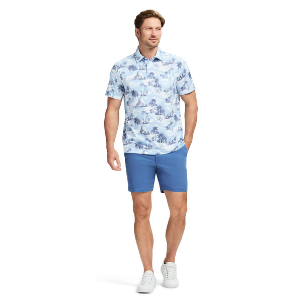 SUNSHIELD PERFORMANCE SHORT SLEEVE PRINTED POLO - PLACID BLUE